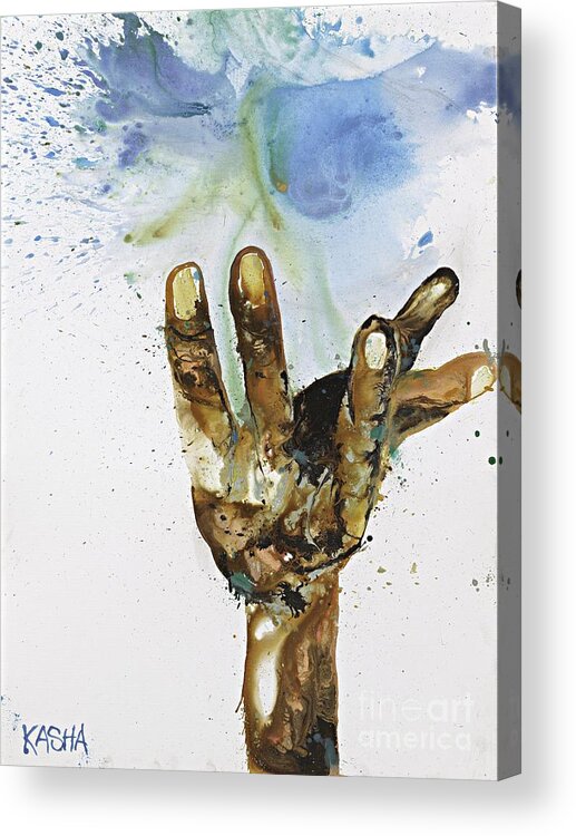 Hands Acrylic Print featuring the painting Leg-go by Kasha Ritter