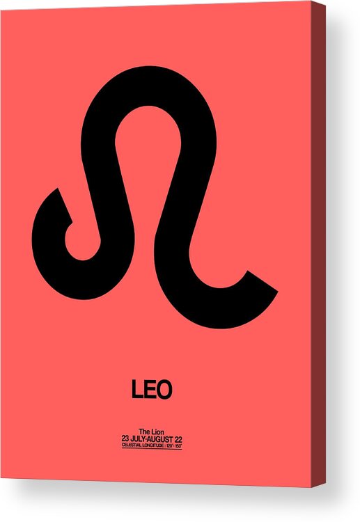 Leo Acrylic Print featuring the digital art Leo Zodiac Sign Black by Naxart Studio