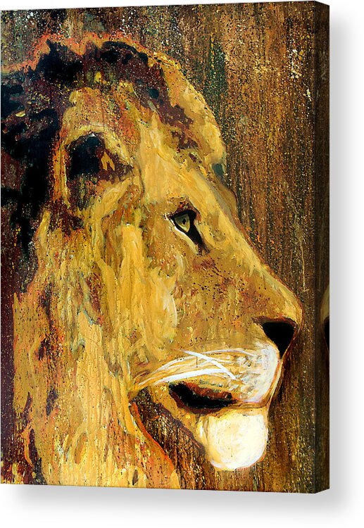 King Of The Jungle Acrylic Print featuring the painting Lion by Steve Gamba