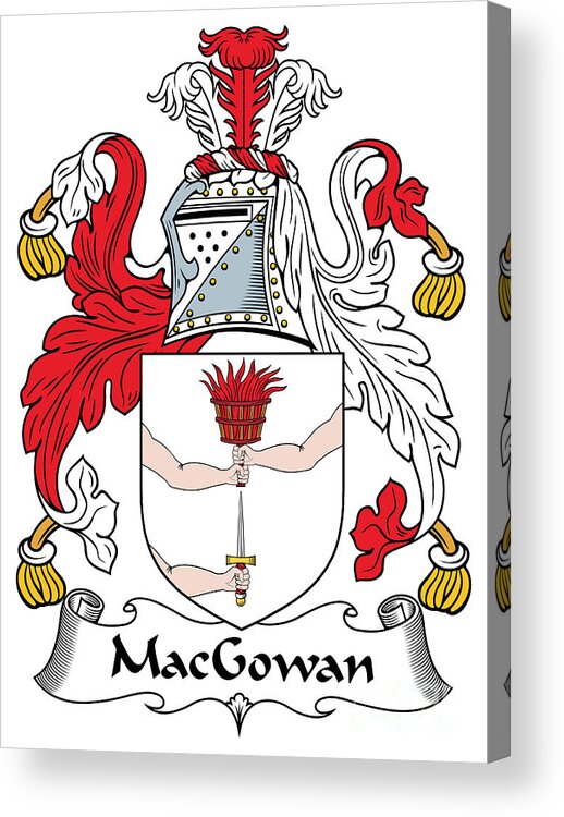 Macgowan Acrylic Print featuring the digital art MacGowan Coat of Arms Irish by Heraldry