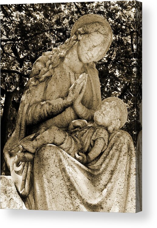 Madonna And Child Acrylic Print featuring the photograph Madonna and Child Sepia by David T Wilkinson