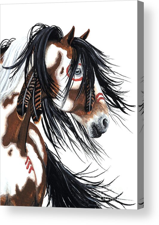 Horse Acrylic Print featuring the painting Majestic Pinto horse #1 by AmyLyn Bihrle