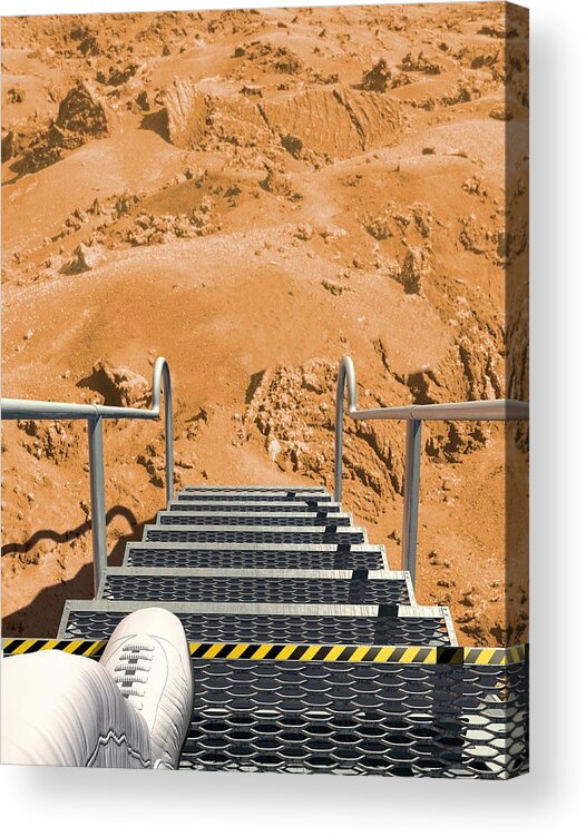 Aeronautical Engineering Acrylic Print featuring the photograph Mars landing, artwork by Science Photo Library