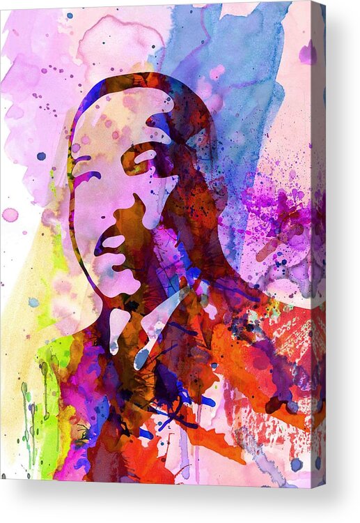 Martin Luther King Jr Acrylic Print featuring the painting Martin Luther King Jr Watercolor by Naxart Studio