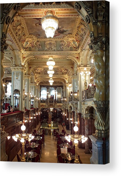 Budapest Acrylic Print featuring the photograph Meet Me for Coffee - New York Cafe - Budapest by Lucinda Walter