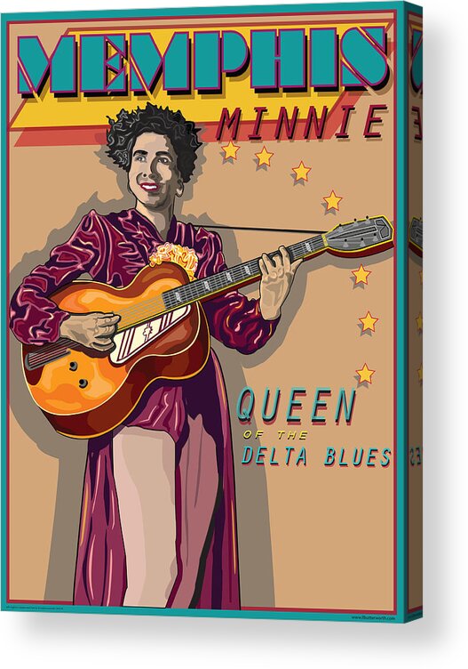 Memphis Minnie Acrylic Print featuring the digital art Memphis Minnie Queen Of The Delta Blues by Larry Butterworth