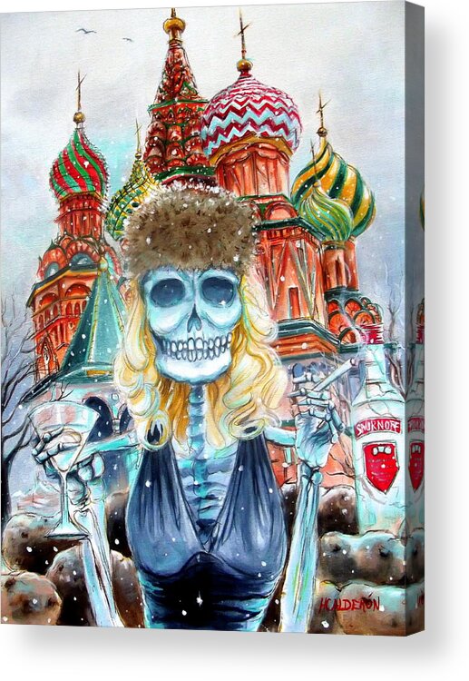 Day Of The Dead Acrylic Print featuring the painting Mi Vodka by Heather Calderon