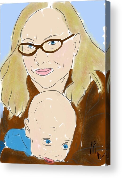 Mother's Day Acrylic Print featuring the painting Mom and Infant by Lois Ivancin Tavaf