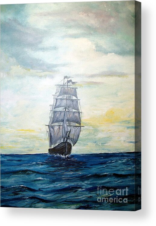 Lee Piper Acrylic Print featuring the painting Morning Light On The Atlantic by Lee Piper