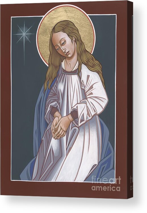 mother Of God Waiting In Adoration Pregnant Mary Acrylic Print featuring the painting Mother of God Waiting in Adoration 248 by William Hart McNichols