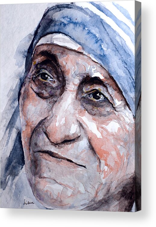 Theresa Acrylic Print featuring the painting Mother Theresa watercolor by Laur Iduc