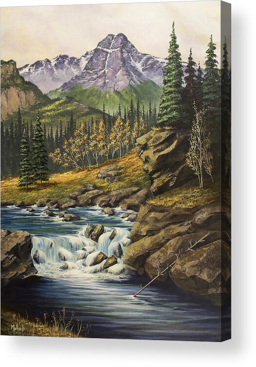 Holy Cross Mountain Acrylic Print featuring the painting Mountain of the Holy Cross by Jack Malloch