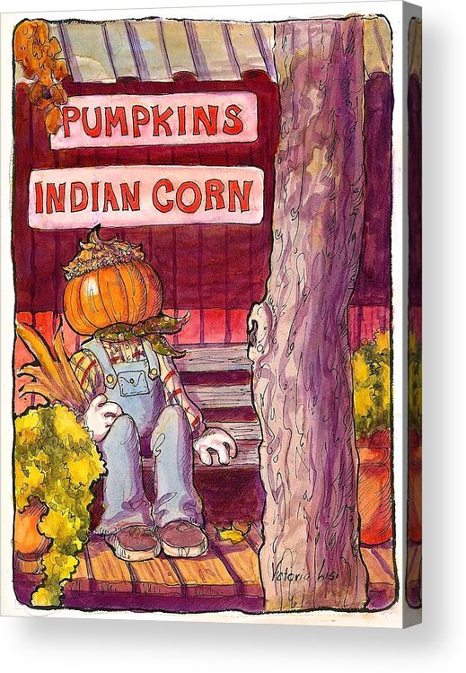 Pumpkin Acrylic Print featuring the painting Mr. Pumpkin by Victoria Lisi