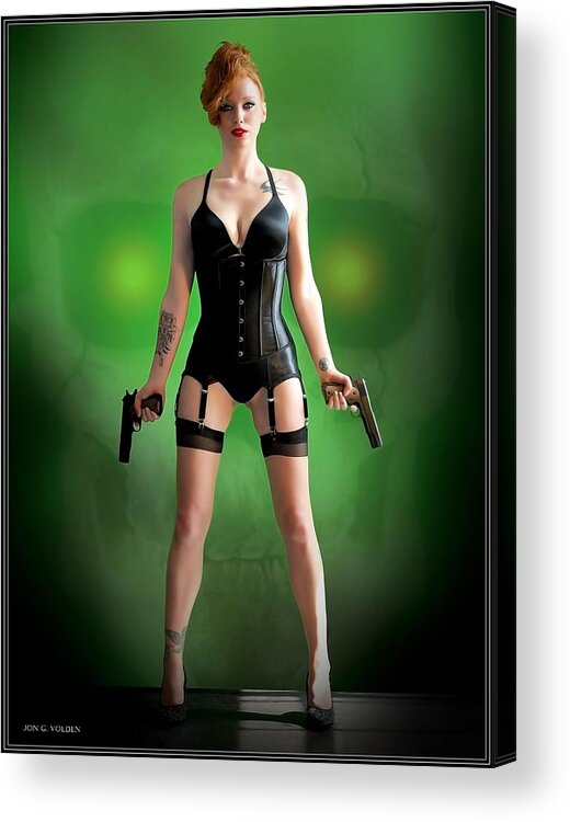 Fantasy Female Acrylic Print featuring the painting Ms 45cal by Jon Volden