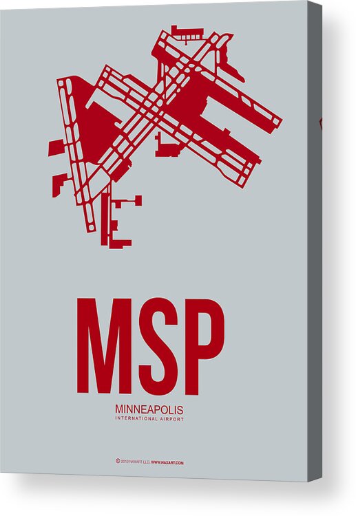 Minneapolis Acrylic Print featuring the digital art MSP Minneapolis Airport Poster 3 by Naxart Studio