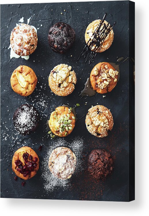 Nut Acrylic Print featuring the photograph Muffins With Nuts, Fruits And Chocolate by Eugene Mymrin