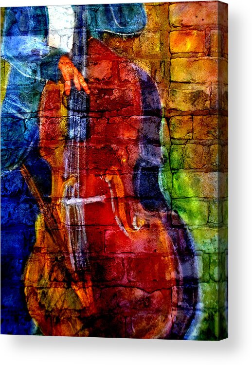 Music Acrylic Print featuring the digital art Musician Bass and Brick by Anita Burgermeister
