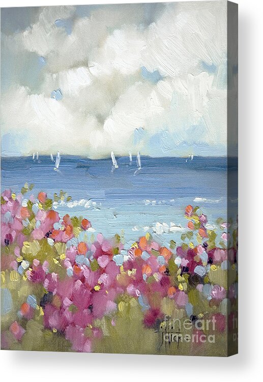 Nantucket Acrylic Print featuring the painting Nantucket Sea Roses by Joyce Hicks