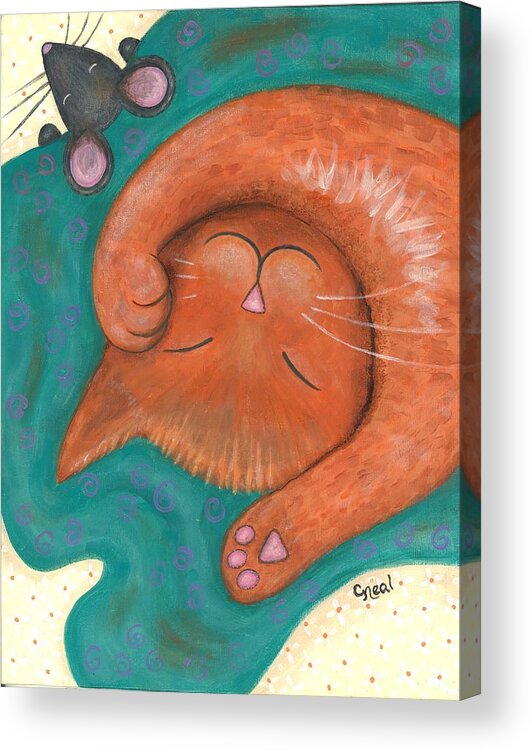 Cat Acrylic Print featuring the painting Nap Time by Carol Neal
