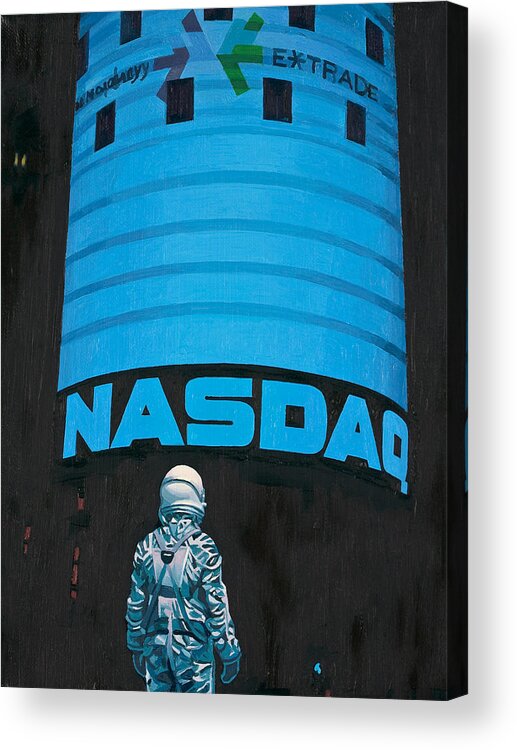 Astronaut Acrylic Print featuring the painting Nasdaq by Scott Listfield