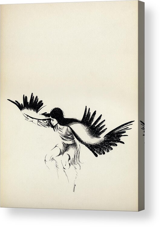 Animal Acrylic Print featuring the drawing Native American Dancer by Mamoun Sakkal