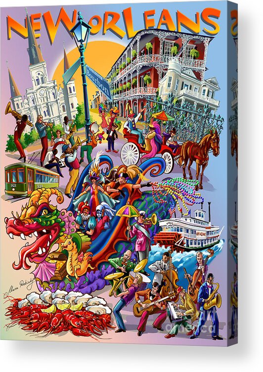 New Orleans Acrylic Print featuring the digital art New Orleans in color by Maria Rabinky