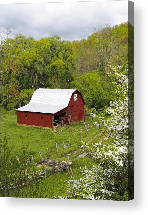 Red Barn Acrylic Print featuring the photograph New Red Paint 2 by Mike McGlothlen