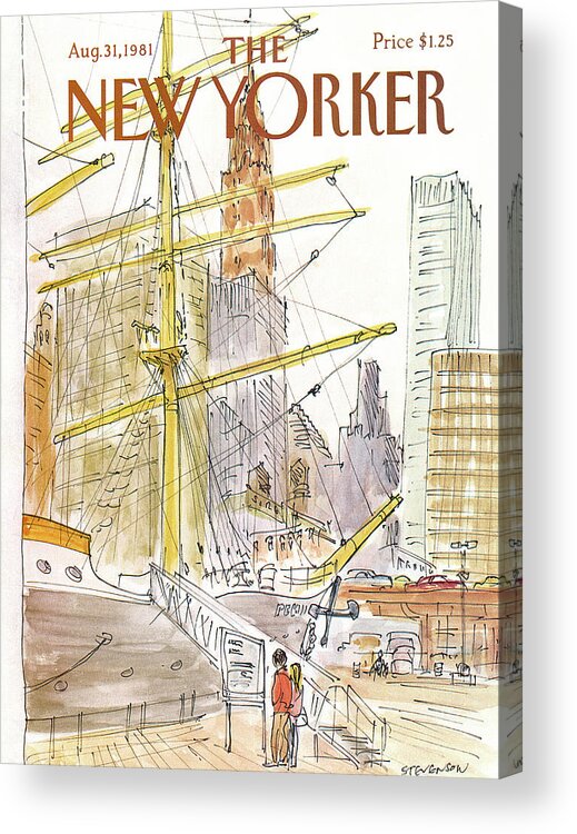 Skyline Acrylic Print featuring the painting New Yorker August 31st, 1981 by James Stevenson