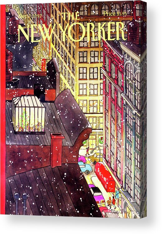 Dining Acrylic Print featuring the painting New Yorker December 7th, 1992 by Roxie Munro