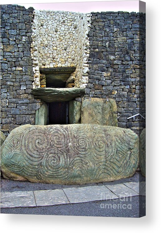 Newgrange Acrylic Print featuring the photograph Newgrange entrance by Nina Ficur Feenan