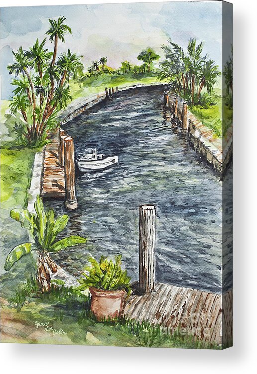 Water Acrylic Print featuring the painting Ninas Back Yard by Janis Lee Colon