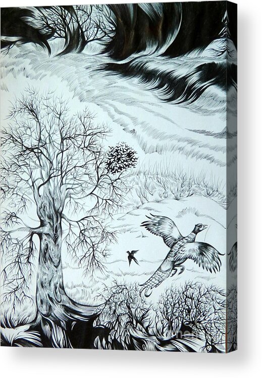 Nature Acrylic Print featuring the drawing November by Anna Duyunova