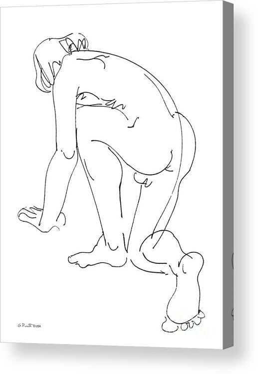 Male Acrylic Print featuring the drawing Nude-Male-Art-20 by Gordon Punt