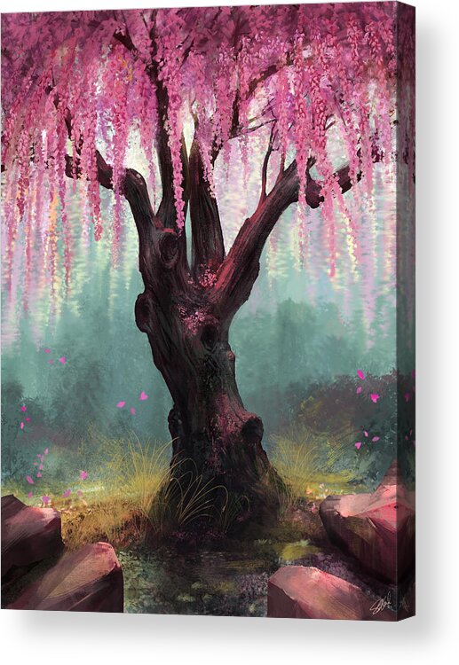 Cherry Blossom Tree Acrylic Print featuring the digital art Ode To Spring by Steve Goad