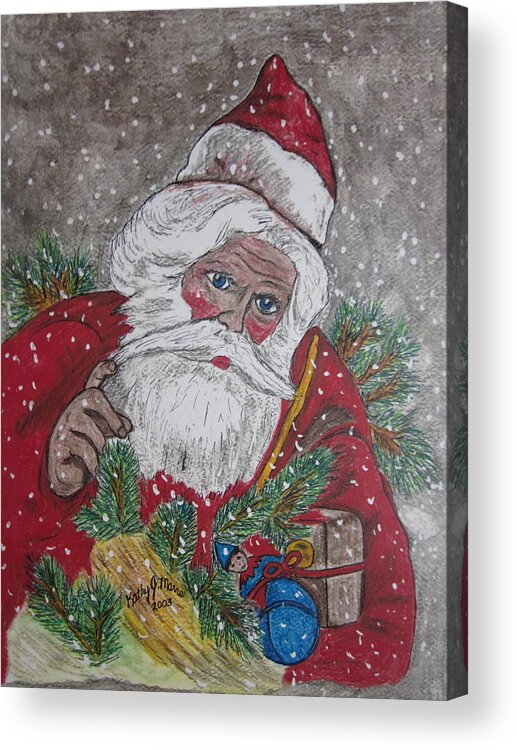 Santa Acrylic Print featuring the painting Old Fashioned Santa by Kathy Marrs Chandler