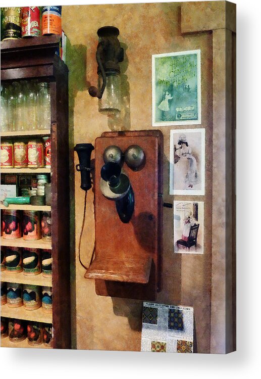 Telephone Acrylic Print featuring the photograph Old-Fashioned Telephone by Susan Savad