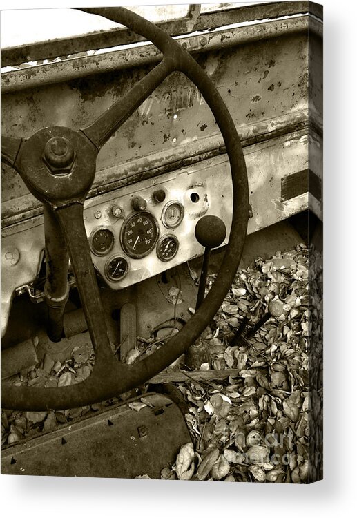Steering Wheel Acrylic Print featuring the photograph Old truck 1 by Micah May