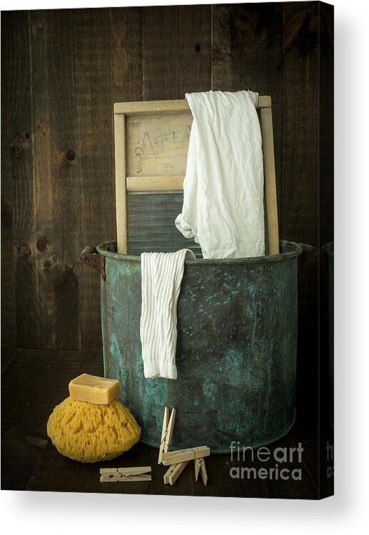 Laundry Acrylic Print featuring the photograph Old Washboard Laundry Days by Edward Fielding