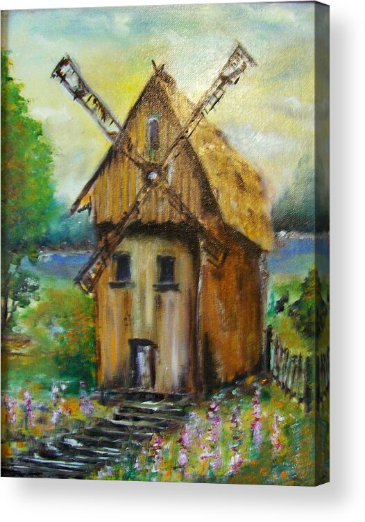 Art Acrylic Print featuring the painting Old Windmill by Ryszard Ludynia