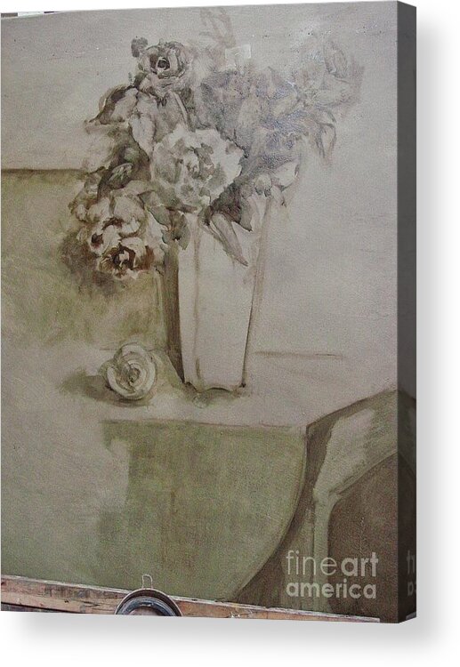 Roses Acrylic Print featuring the painting On The Easel by Kathleen Hoekstra