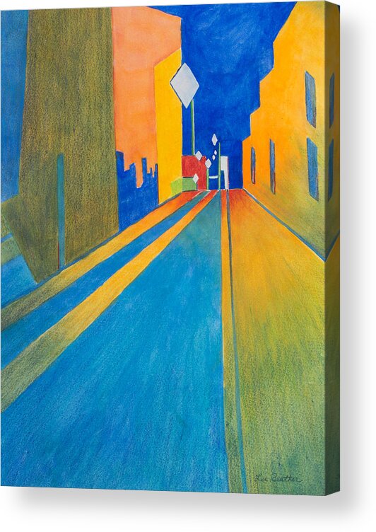 Watercolor Acrylic Print featuring the painting Orange France at Night by Lee Beuther