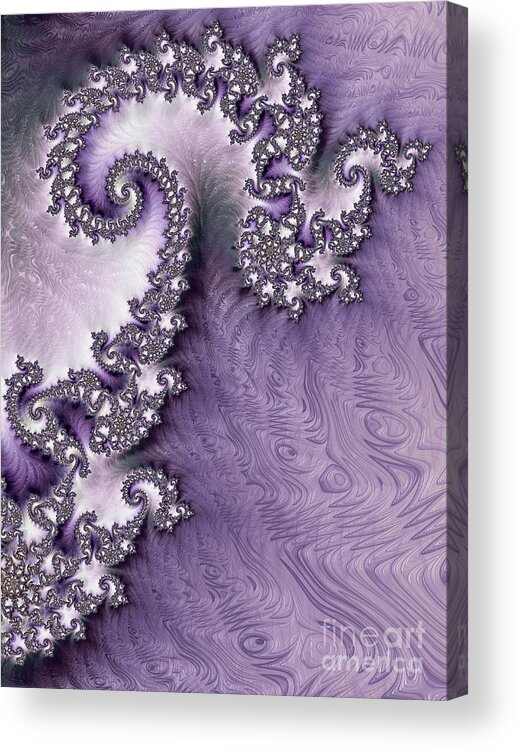 Purple Acrylic Print featuring the digital art Ornate Lavender Fractal Abstract One by Heidi Smith