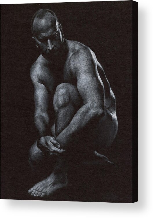 Male Acrylic Print featuring the drawing Oscuro 10 by Chris Lopez