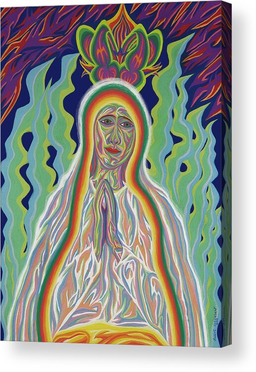 Virgin Mary Acrylic Print featuring the painting Our Lady of Fatima 2012 by Robert SORENSEN
