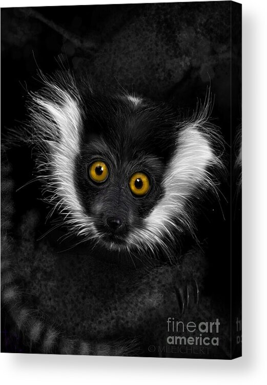 Lemur Acrylic Print featuring the digital art Out Of The Dark by Mary Eichert
