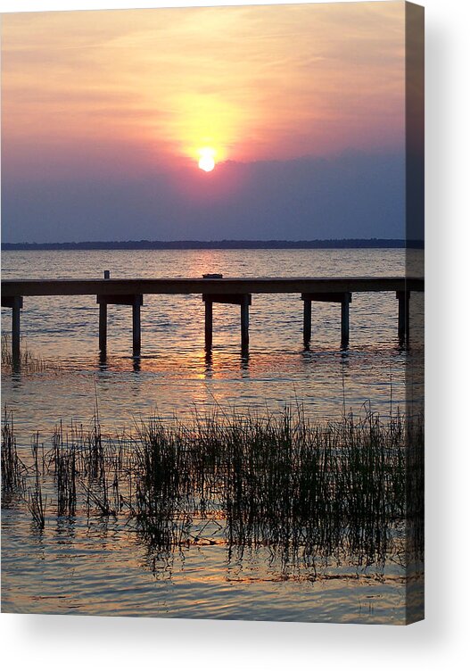 Landscape Acrylic Print featuring the photograph Outerbanks NC Sunset by Sandi OReilly