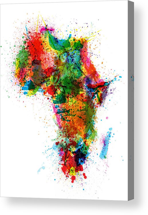 Africa Map Acrylic Print featuring the digital art Paint Splashes Map of Africa Map by Michael Tompsett