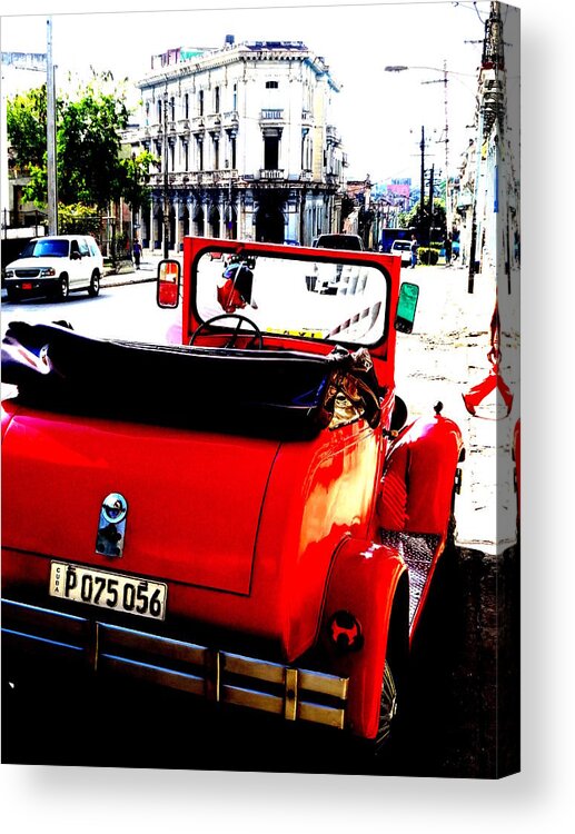 Cuba Acrylic Print featuring the photograph Parked in Havana Cuba by Funkpix Photo Hunter