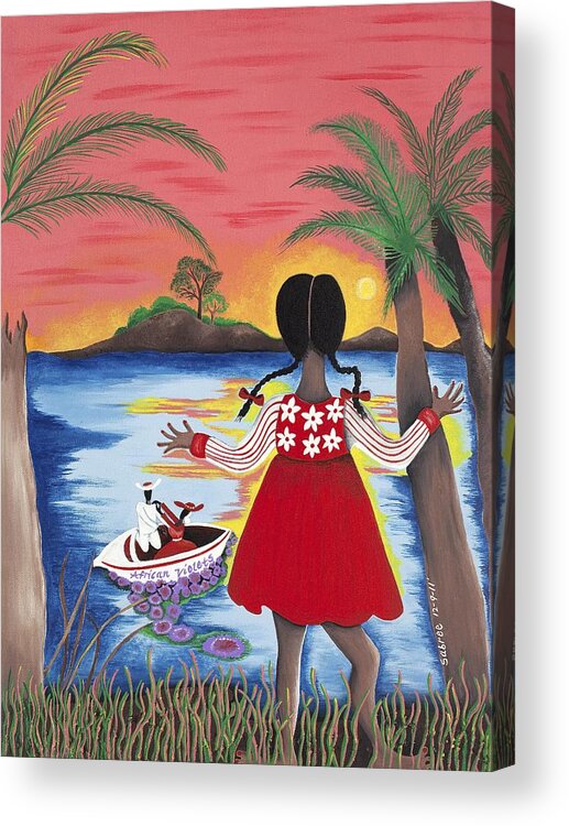 Sabree Acrylic Print featuring the painting Pass the Path by Patricia Sabreee