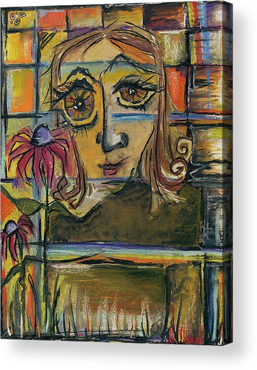 Self Portrait Acrylic Print featuring the pastel Peekaboo by Tanielle Childers